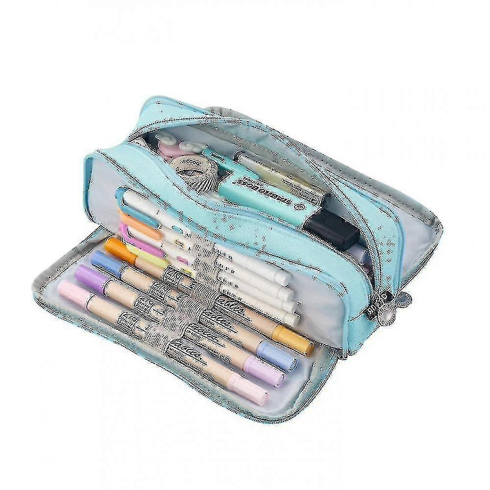 Large Pencil Case Big Capacity 3 Compartments Canvas Pencil Pouch For Students