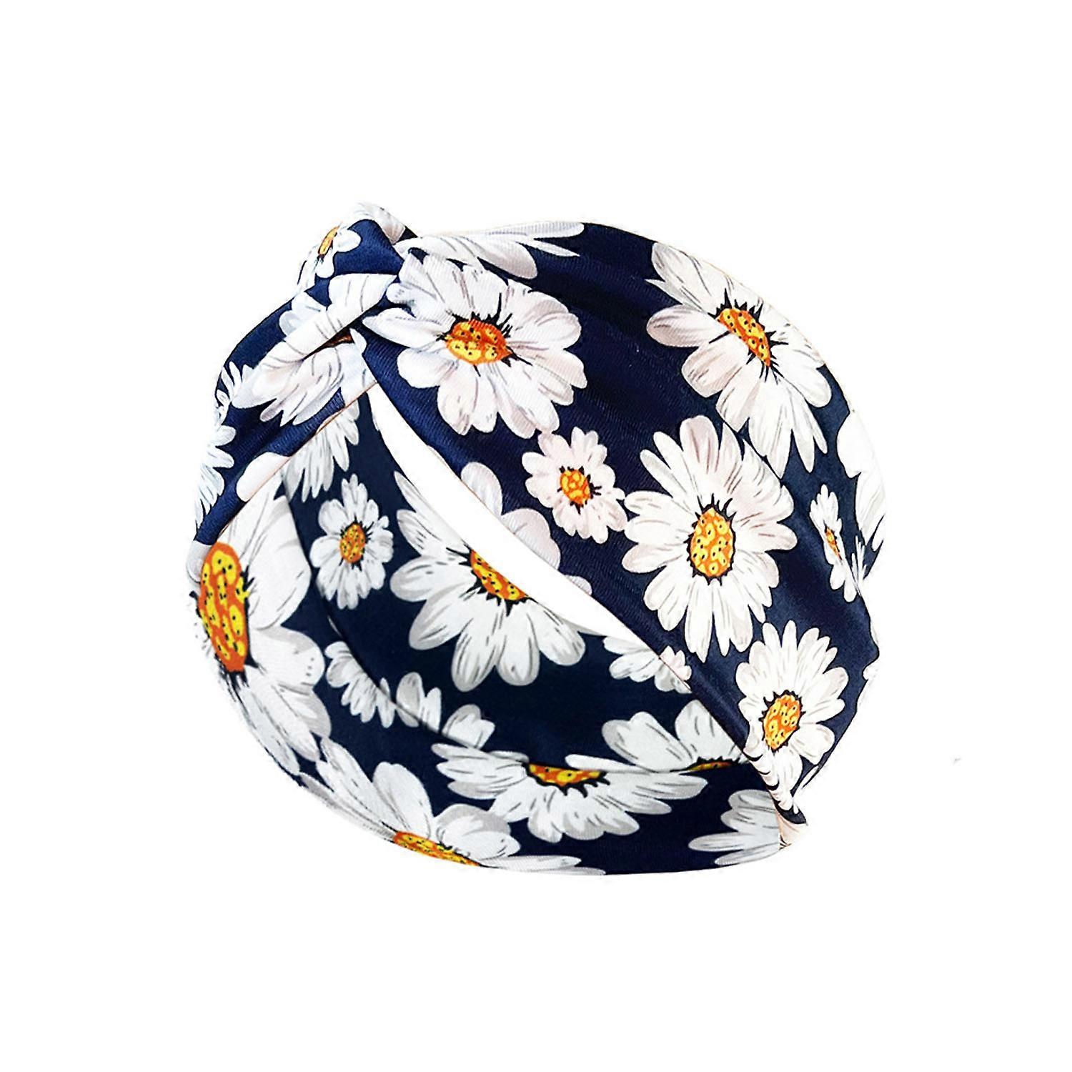 White printed headband, elastic headband