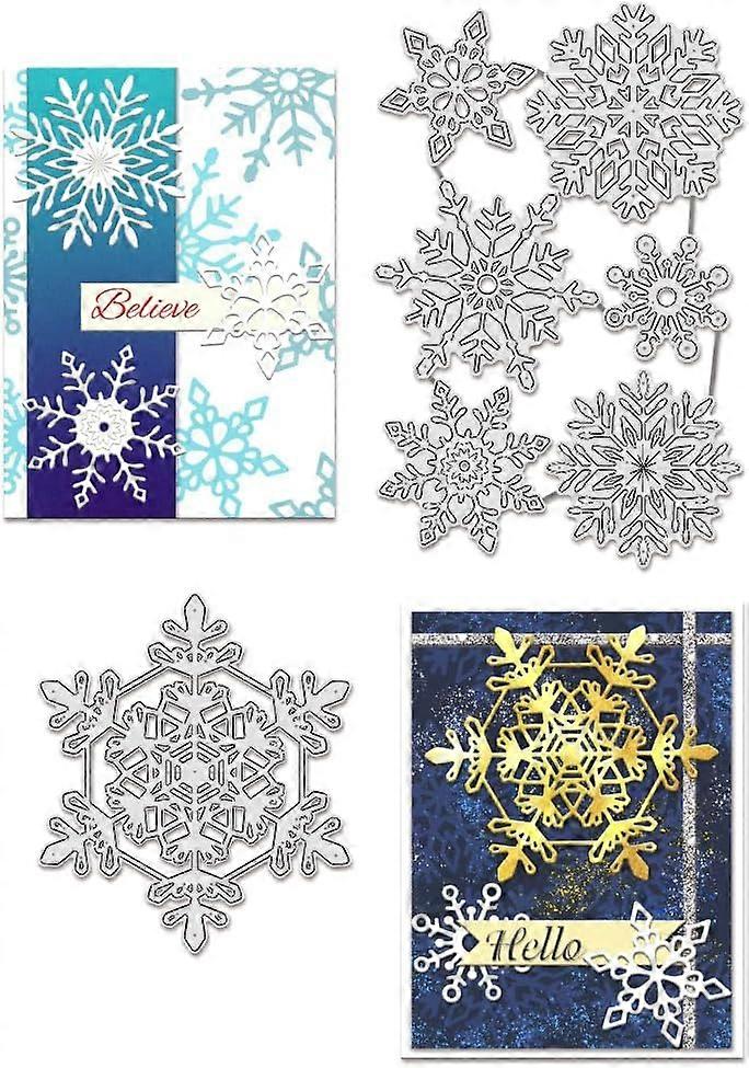 2pcs Snowflake Metal Cutting Die for Card Making Christmas Die Cut Embossing Stencils Template for Xmas Decoration DIY Scrapbooking Album Craft 0.8mm