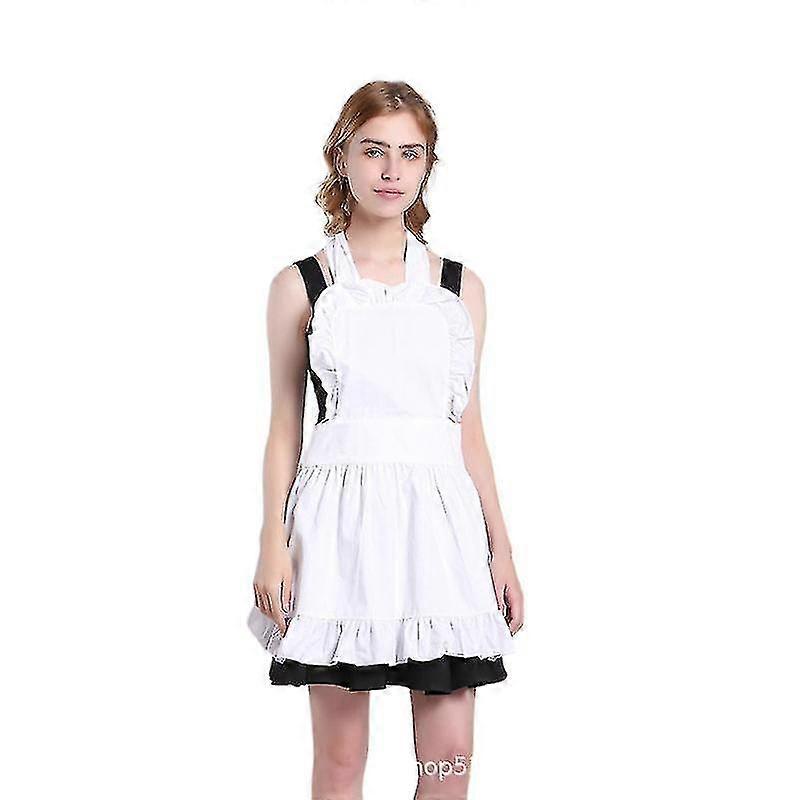 Retro Adjustable Ruffle Apron With Pockets, Cotton Princess Apron