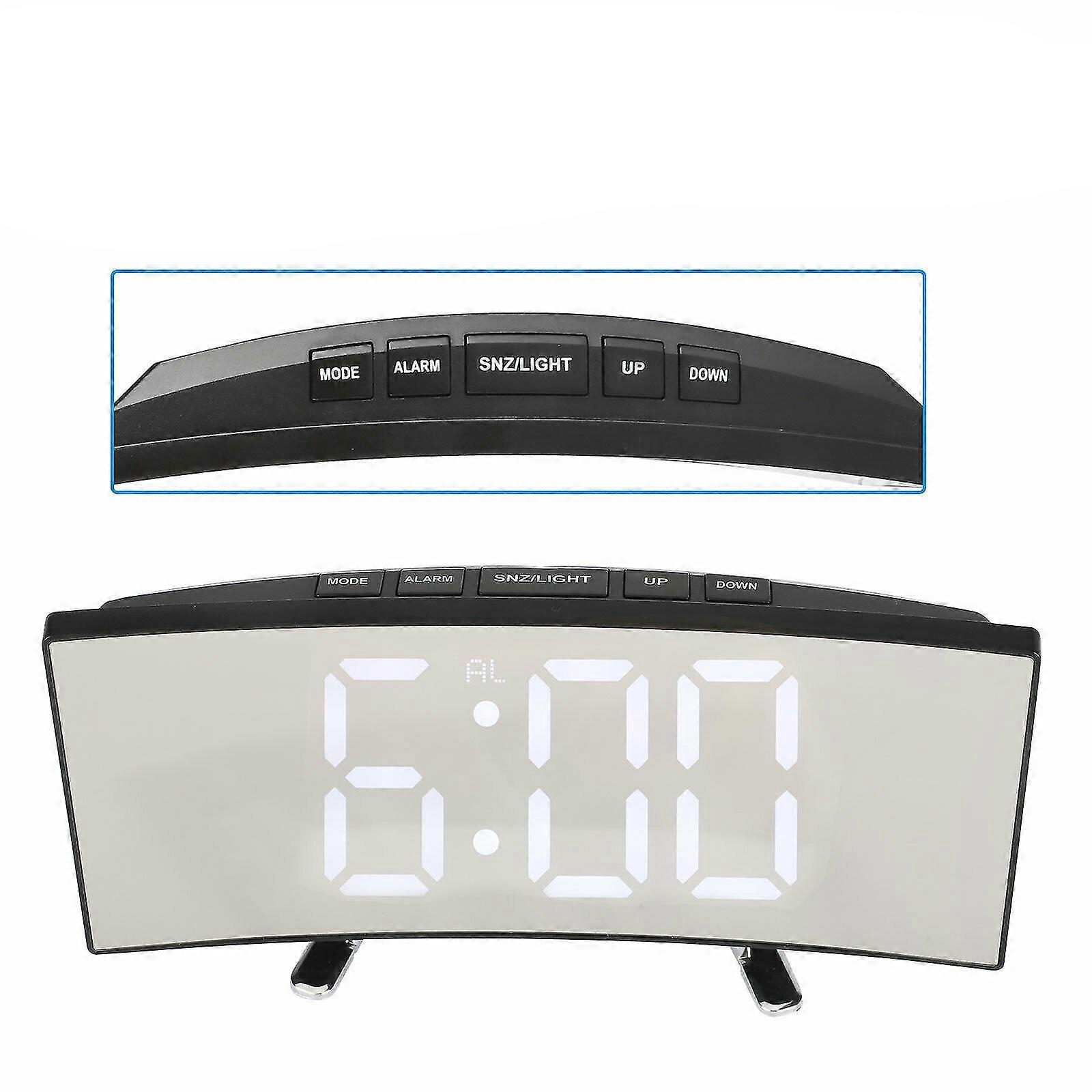 Digital Led Alarm Clock Thermometer Snooze Mirror Display Calendar Temperature