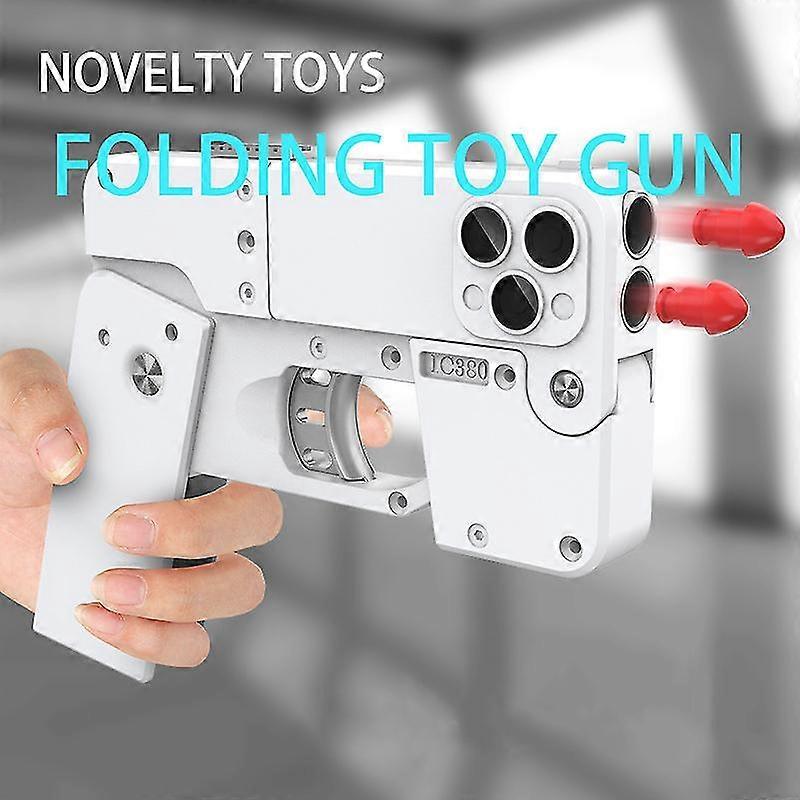 Creative Folding Toy Pistol Handgun Toy Card Gun With Soft Bullets Alloy Shooting Model For Adults Boys Children Party Gifts TAO
