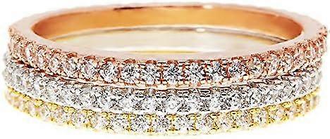 14K Gold Plated Solid 925 Sterling Silver CZ Simulated Diamond Stackable Ring Eternity Bands for Women
