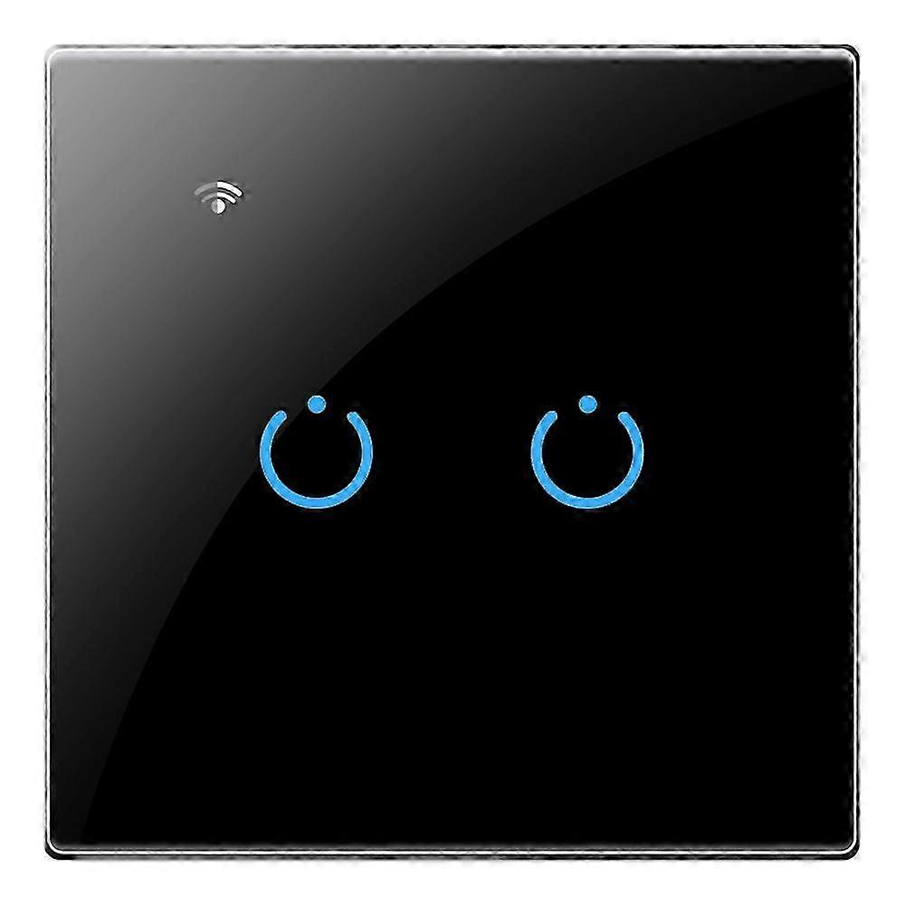 Tuya Wifi Smart Switch Touch Light Switch Zero Fire Line 2 Switch Black