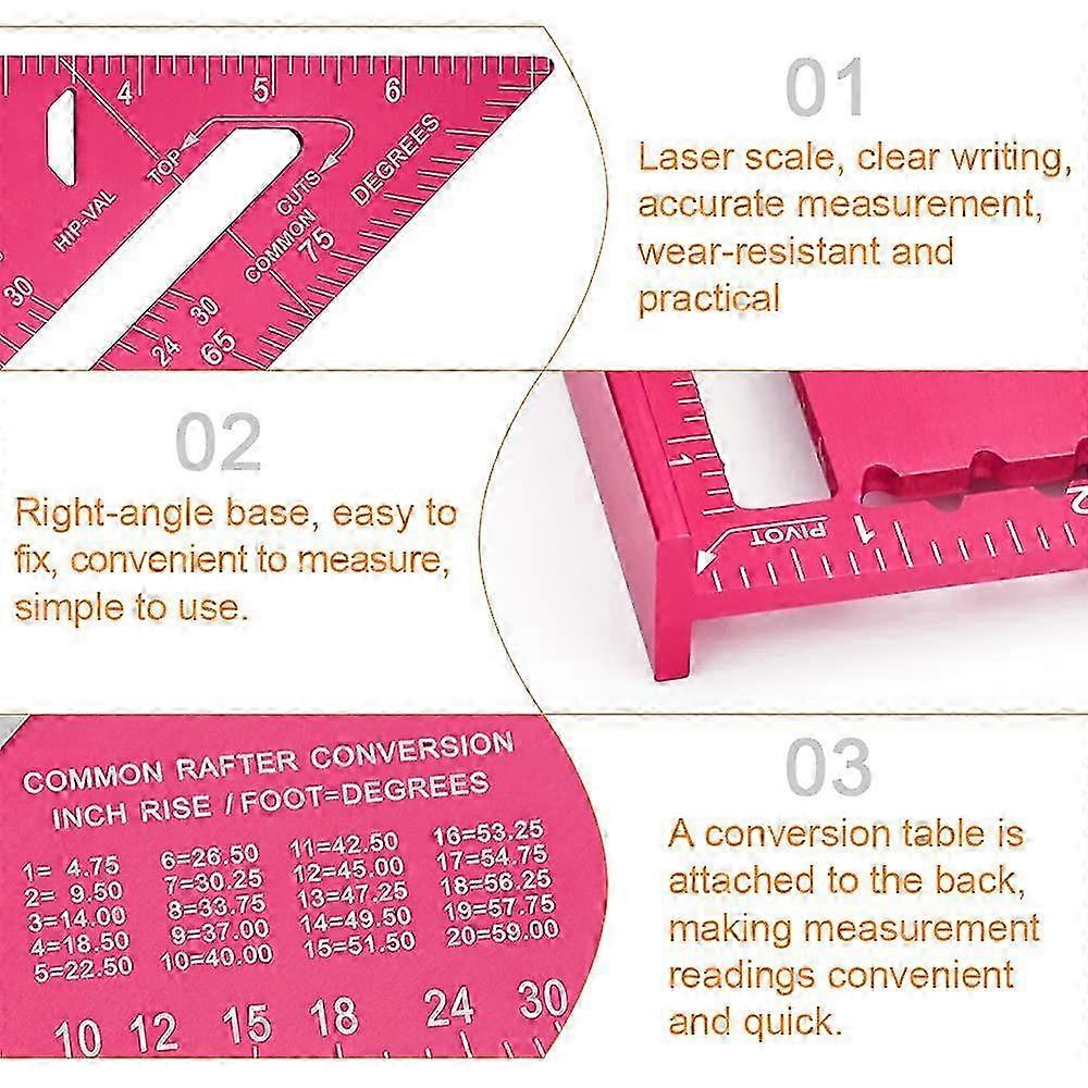 7 Inch Triangular Ruler Aluminum Alloy Carpenter's Square Precision ...