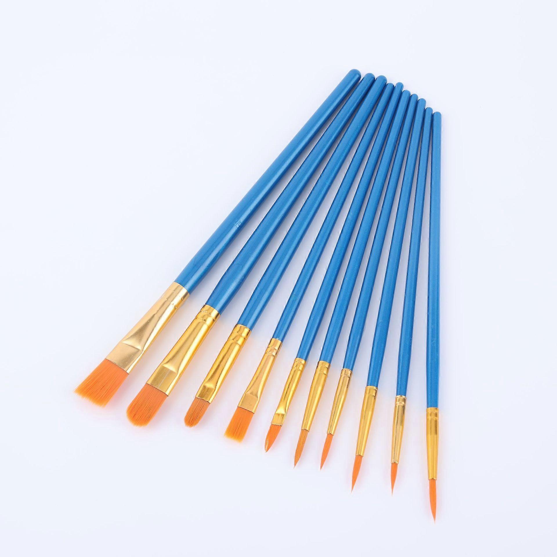 Basics 1 Set of Paint Brushes, 10 Different Sizes, for Artists, Adults and Children, Blue