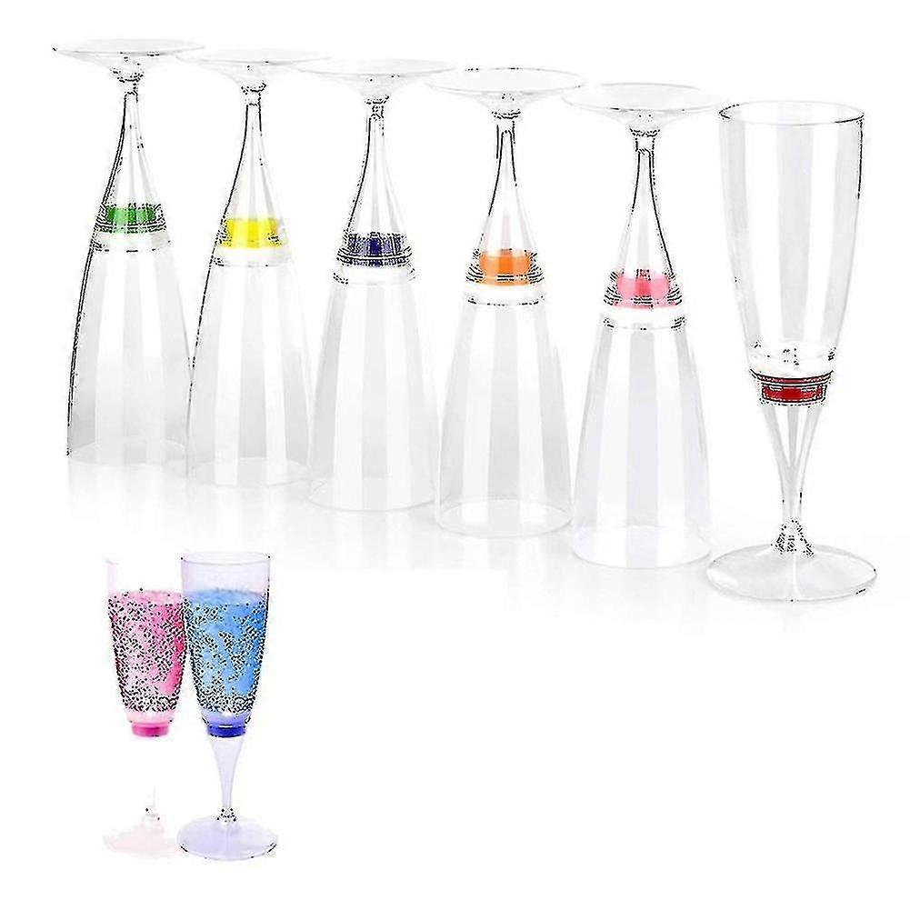 6pcs LED Champagne Flute Glasses, Liquid Activated Flashing