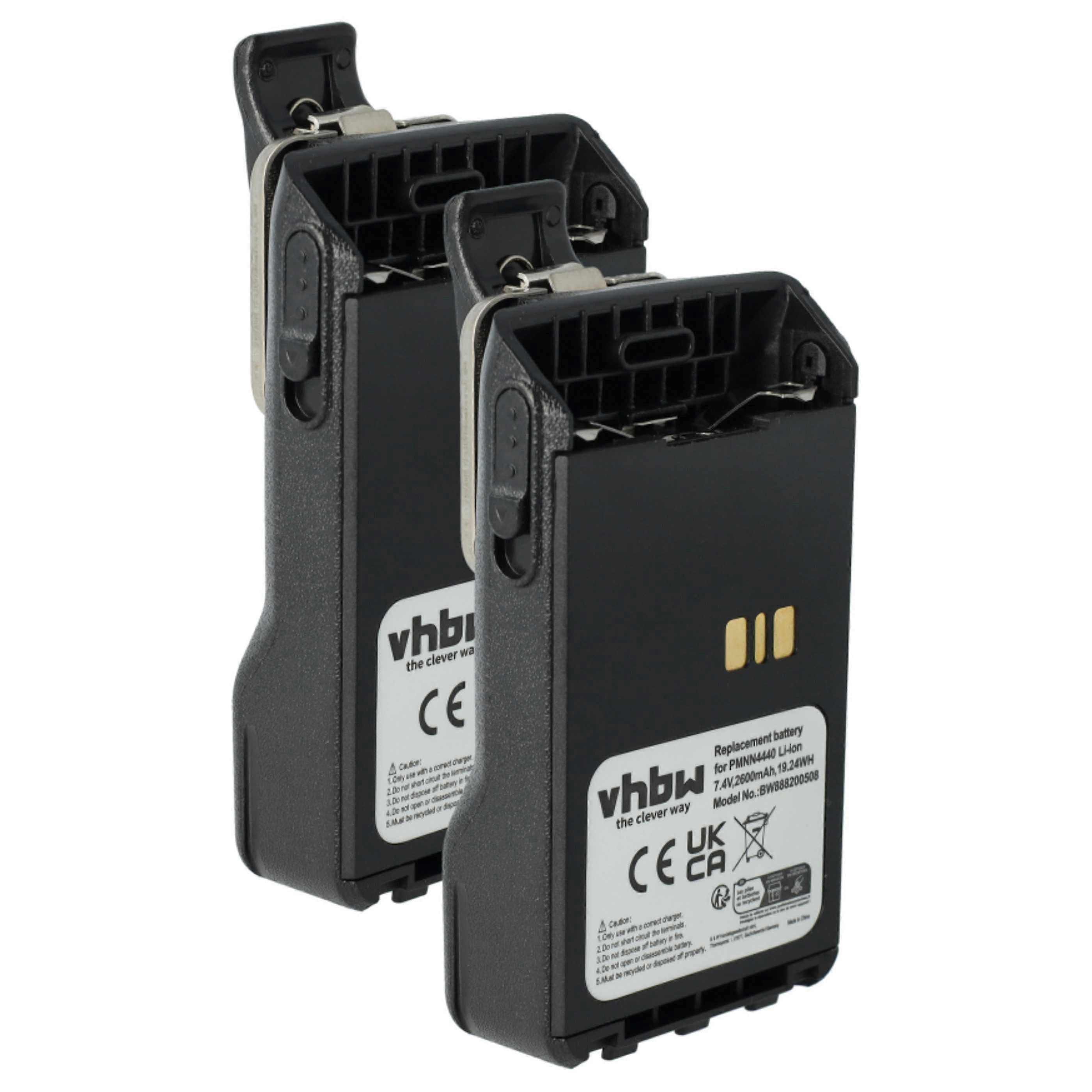 vhbw 2x Akku kompatibel mit Motorola DP3441, DP3661, DP3000e, DP3661E, DP3441e Funkgerät, Walkie Talkie (2600 mAh, 7,4 V, Li-Ion)
