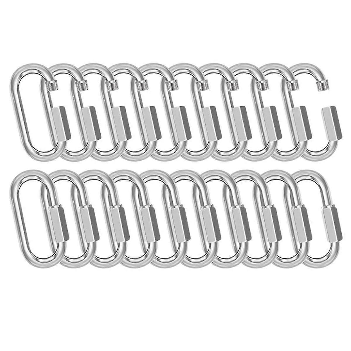 M6-20Pcs Quick Links Chain Connectors, 1/4In Galvanized Chain Locking Carabiners Hooks, 620LBS Heavy Duty Thread Clips