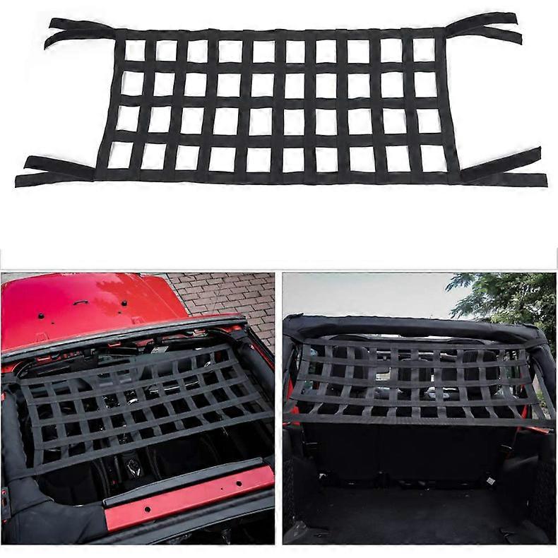 Rear Cargo Net - Car Roof Hammock for Jeep Wrangler JK 2007-2018 - Nylon Mesh Storage Net
