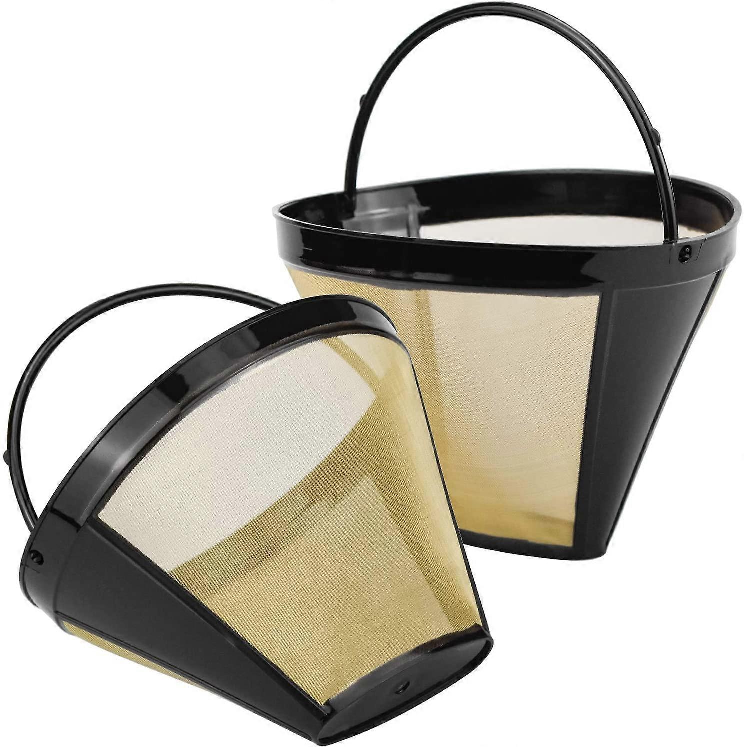 Reusable Coffee Filter, 2pcs Permanent Coffee Machine Filter for Manual Coffee Making, Paperless Drip Coffee with Removable Holder