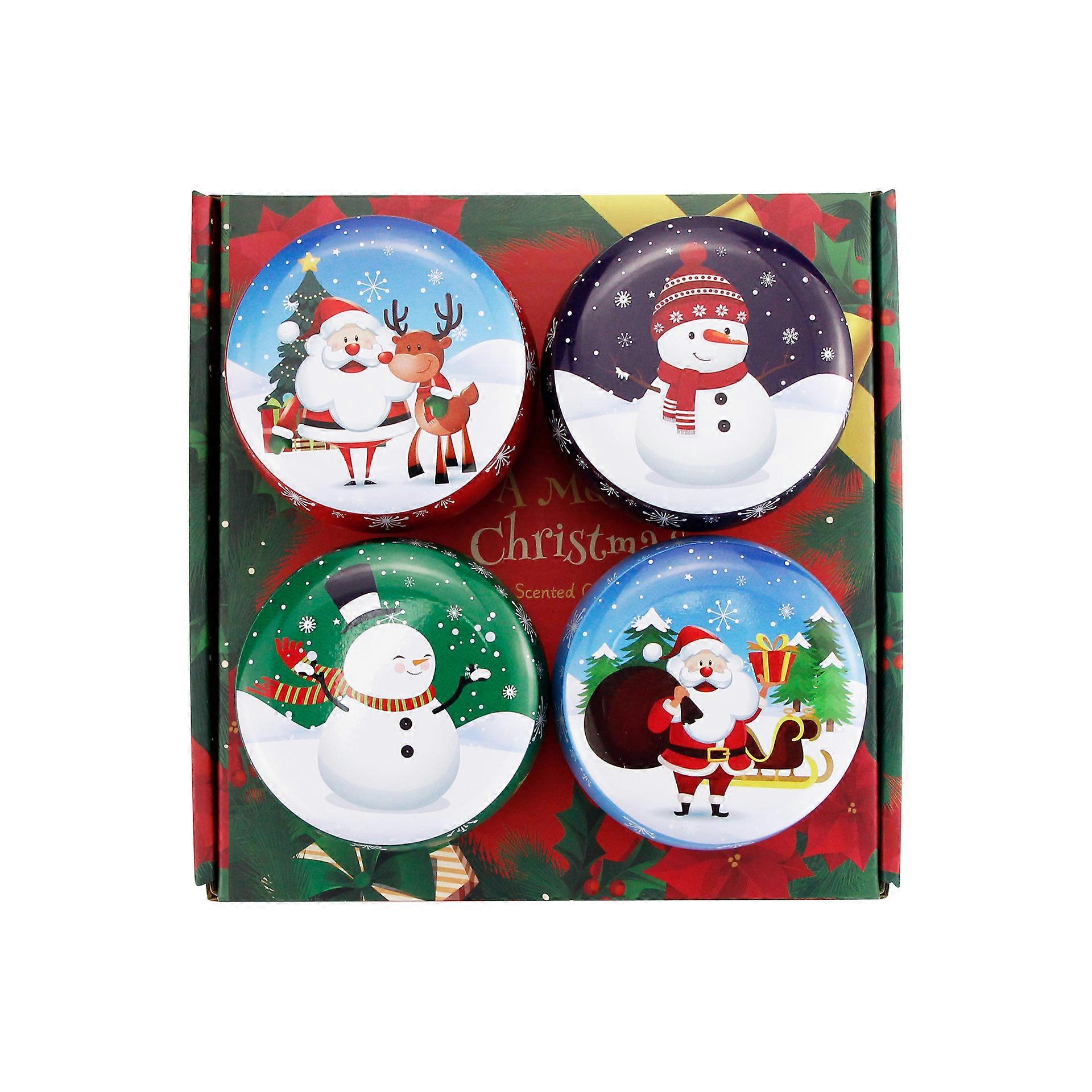 4pcs Smokeless Scented Candle Christmas Aromatherapy Candle Random Pattern