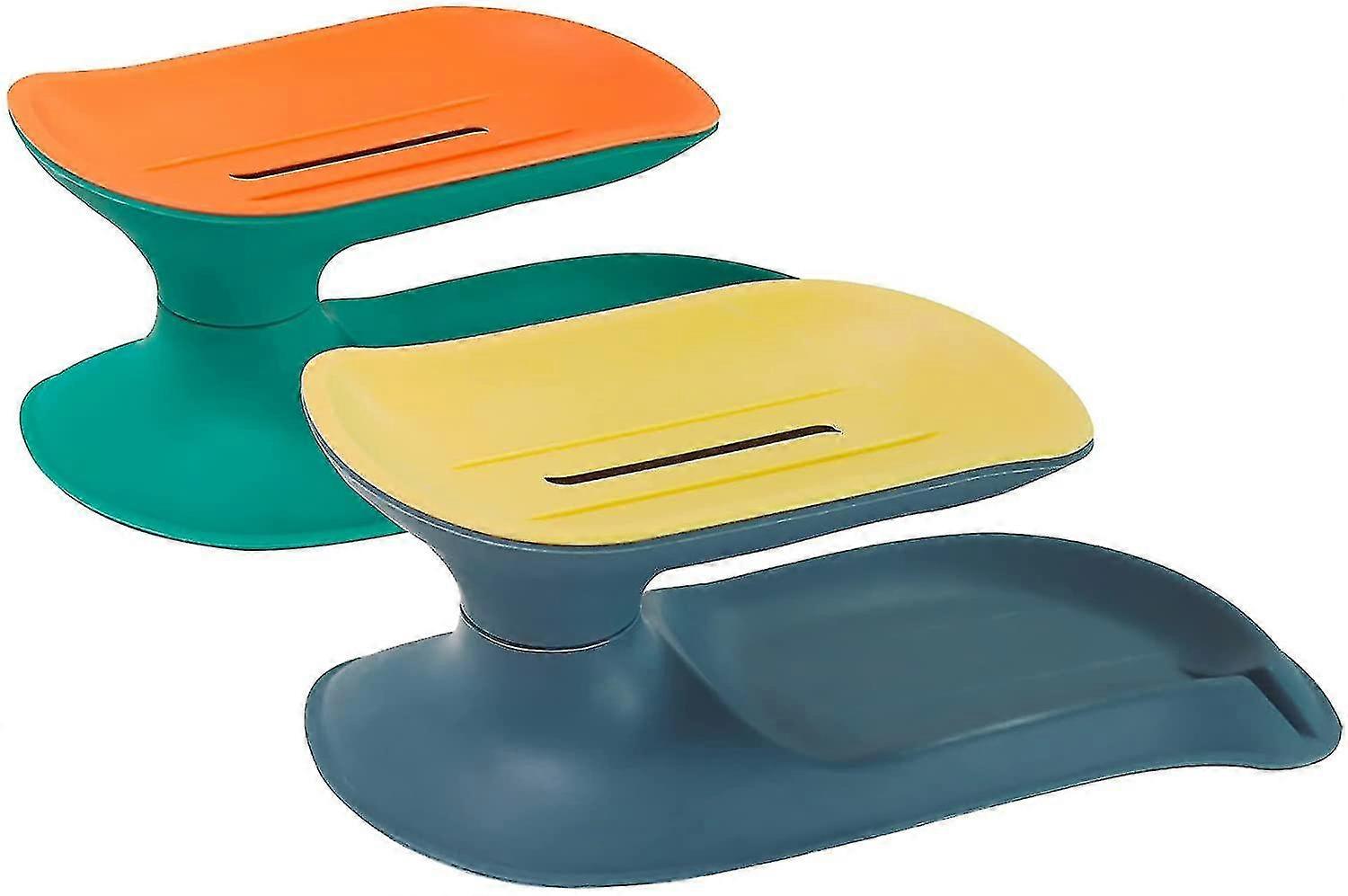 2 Pack Newest Double-layers Soap Dishes With Drainage, Decorative Durable Soap Dish, Easy Cleaning And Quick Dry, Stop Mushy Soap For Bathroom Shower