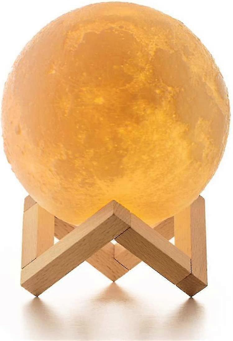 20cm Moon Lamp, 3d Printed Brightness Dimmable Moonlight 16 Rgb Colors Usb Rechargeable Remote & Touch Control Bedside