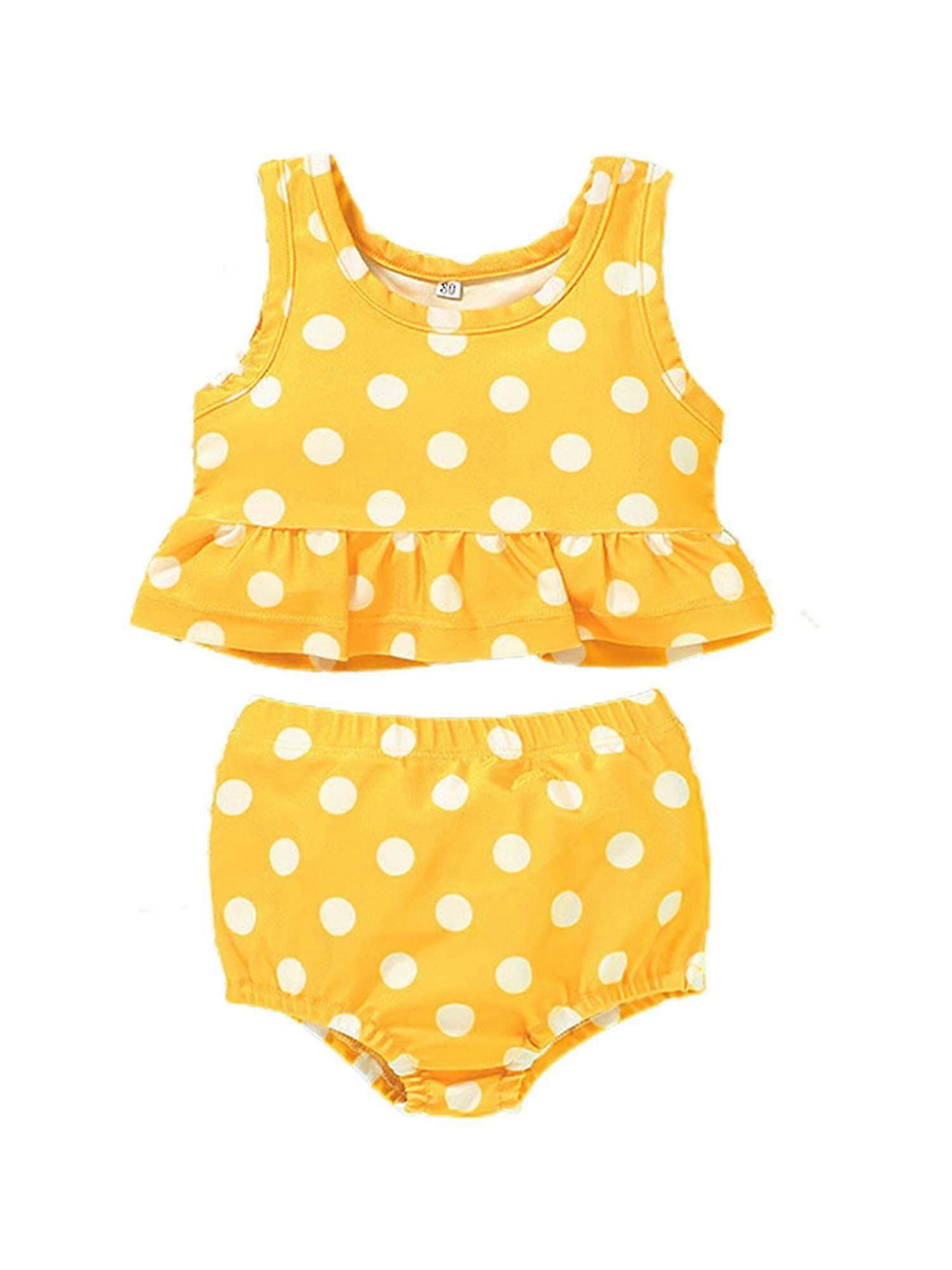 Enfants Filles Imprimé Holiday Swimwear Ruffle Débardeur Slip Maillot de bain Set Maillot de bain d’été