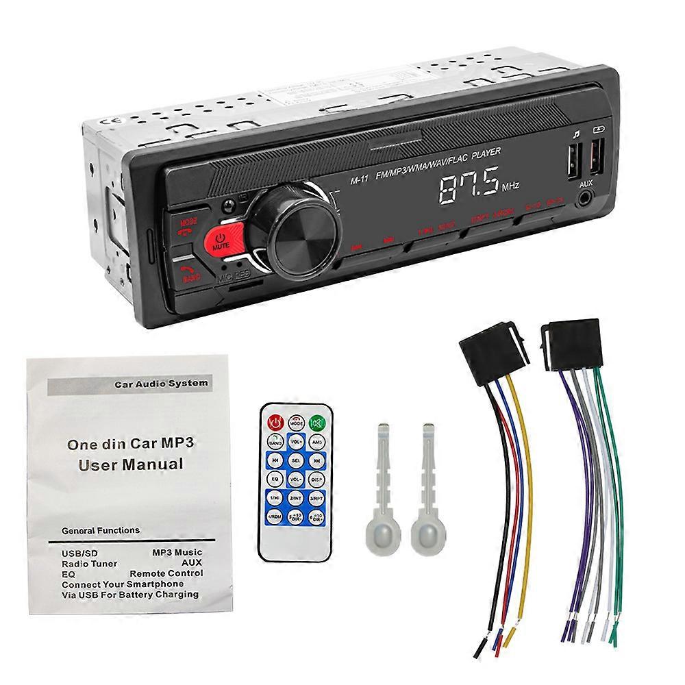 Rádio de carro Stereo Player Bluetooth 1 DIN Digital Car MP3 Player 60Wx4 FM Radio Stereo Audio Music USB / SD com entrada AUX In Dash