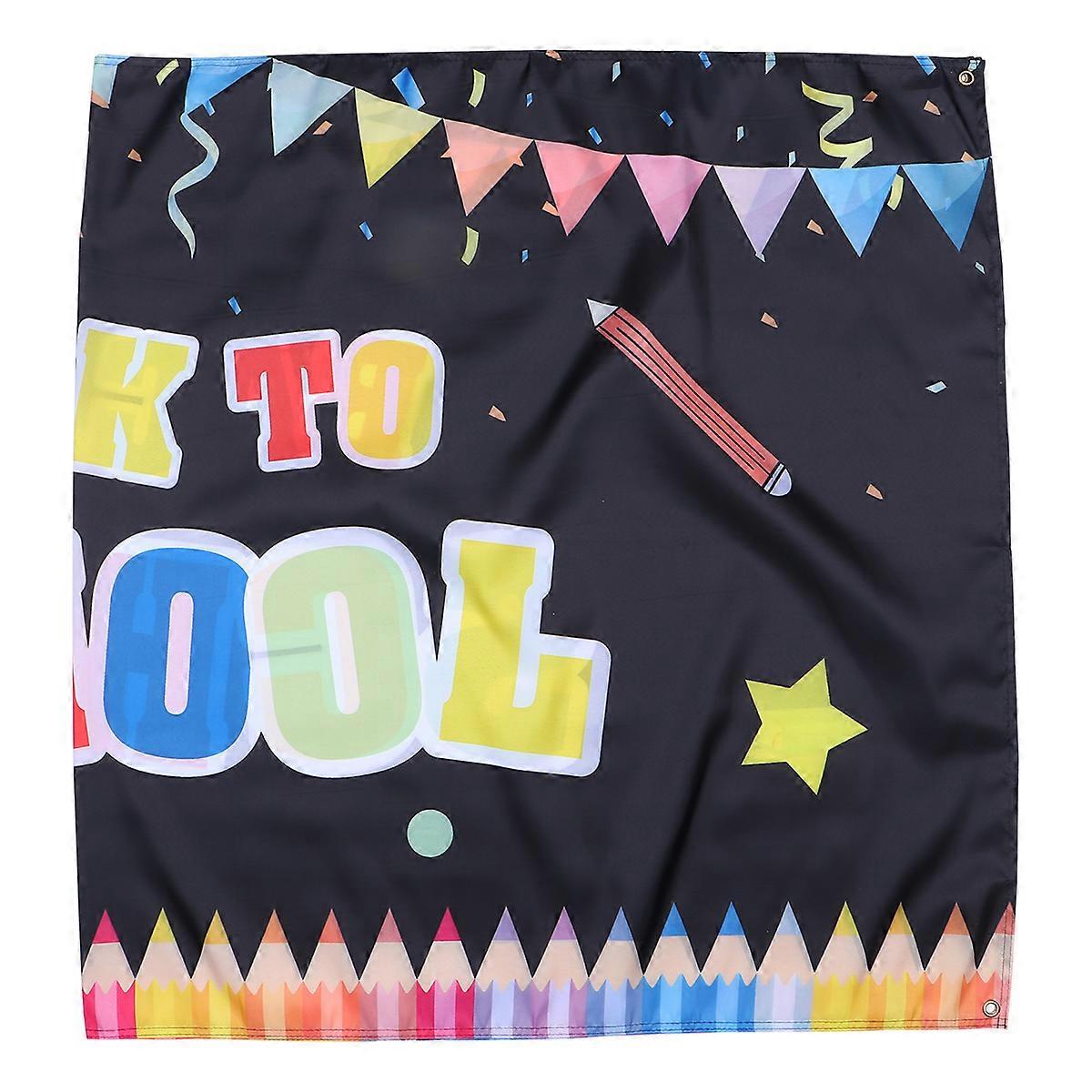 Back To School Backdrop Classroom Scene Layout Props Back To School Hanging Drop (Black 2 Style, 180x90cm)