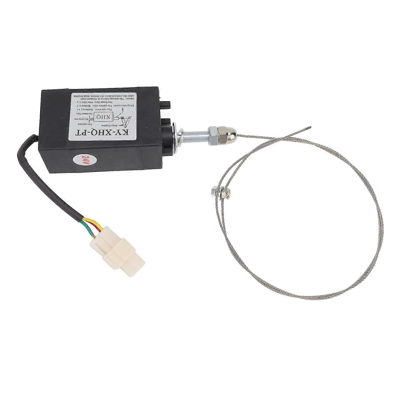 24V Engine Flameout Device ABS Stainless Steel Generator Flameout Solenoid Valve compatible with Replacement Power Off Pull Normally Closed Type-YM