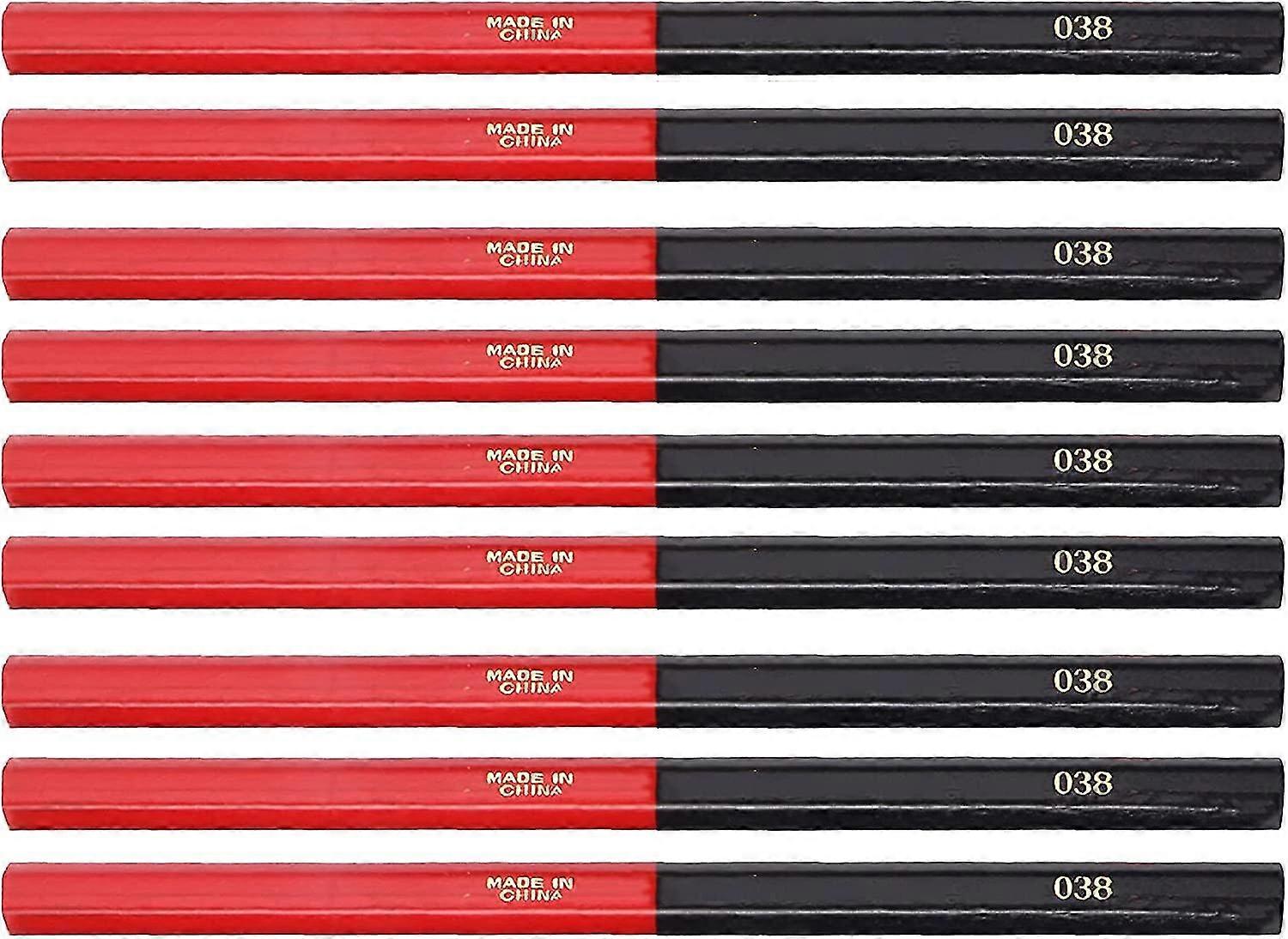 9Pcs Carpenter'S Pencils Blue Red 2 Hex Cores 2 Heads Diy Wood Marker Pen Hand Tools
