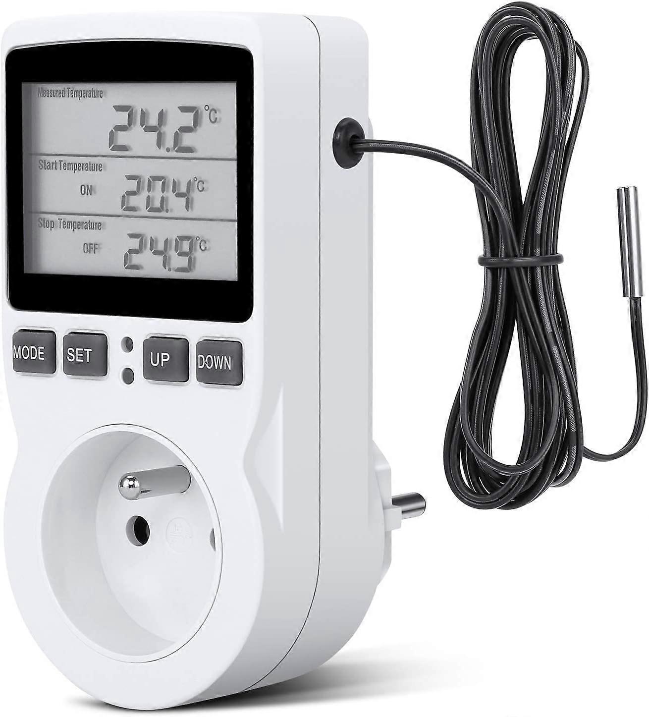 Digital Temperature Controller, Heating Cooling Thermostat Socket LCD Temperature Controller, 230v for Greenhouse Farm Temperature Controller(socket)