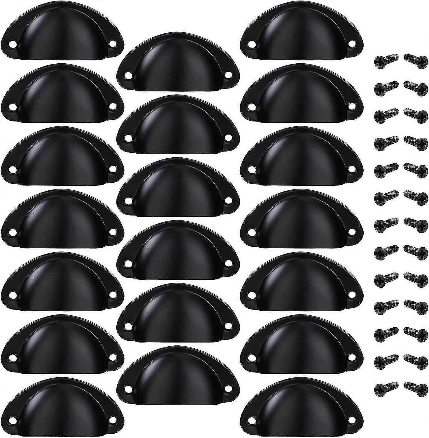 Drawer Handle Knob Shell Door Handle Shell Shaped Decoration Door Furniture Drawer Cabinet Cupboard With Screws 20 Pieces Black - Ya