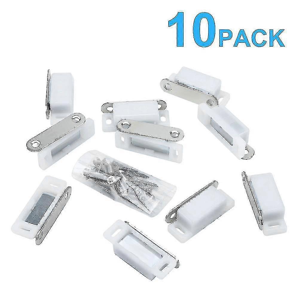 10 White Magnetic Fly Traps - Magnetic Door Closers With 3-4kg Holding Power - For Cabinet Doors And More