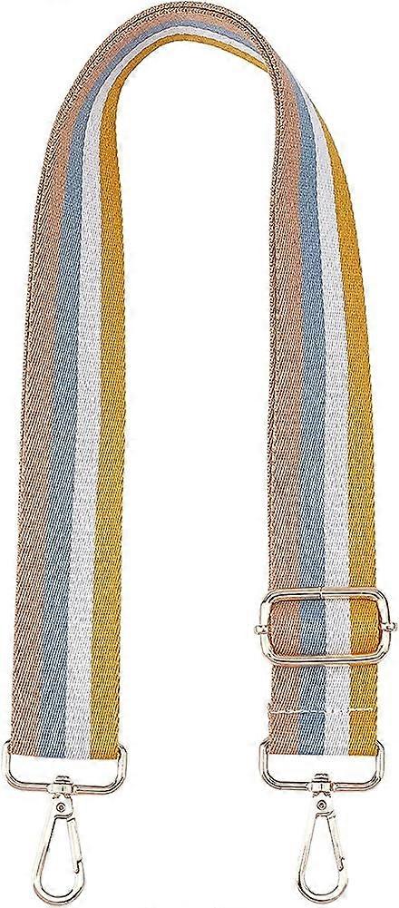 72~130cm Wide Shoulder Strap Stripe Pattern Adjustable Canvas Bag Strap Yellow