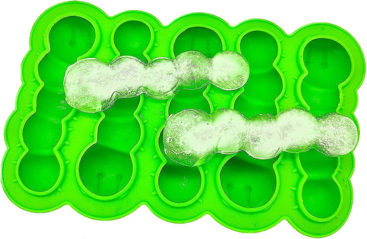 1pc ice cube mold fun shape silicone polygon ice cube mold (caterpillar, green)