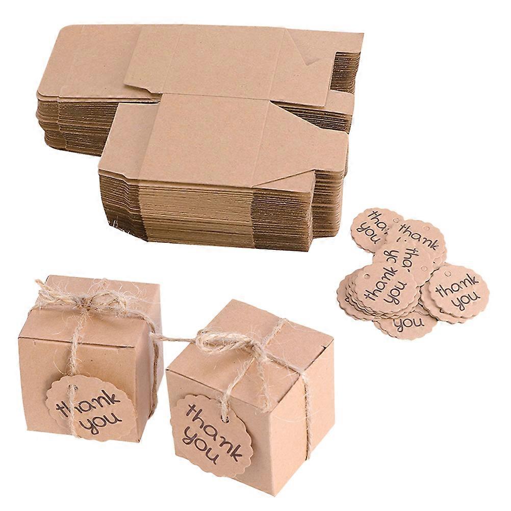 50 Sets Kraft Paper Gift Boxes Durable Candy Box Party Favor Boxes with Tags