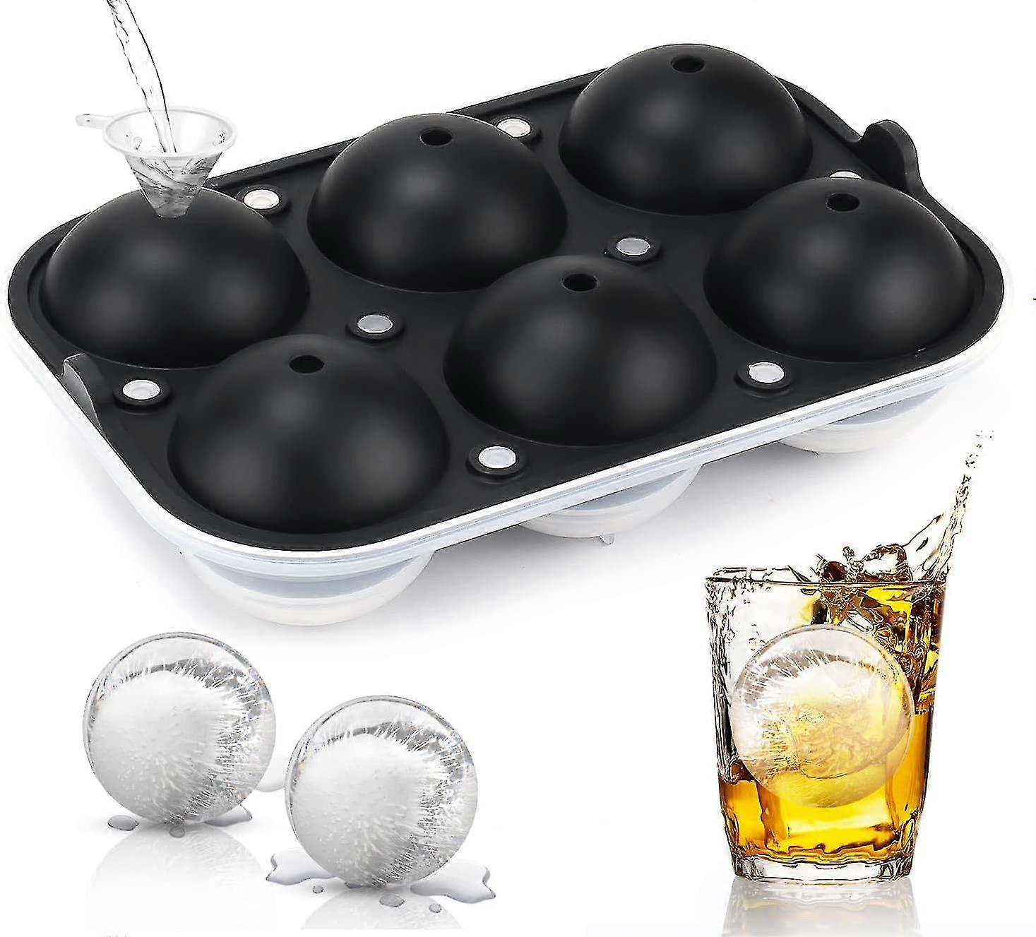 Whiskey Ice Ball Mold - 2.5 Inch Large Round Ice Cube Mold, Easy Release Silicone Ice Cube Tray with Lid Ice Ball Maker for Cocktails, Bourbon