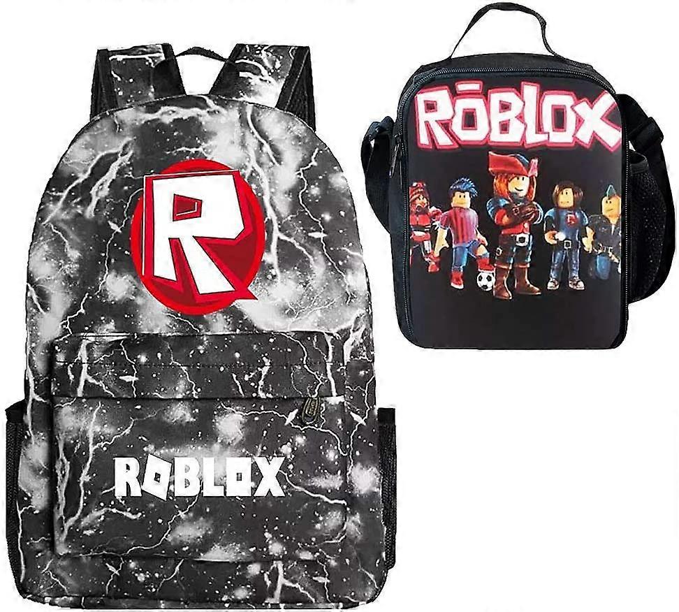 Børn Roblox skolerygsæk bog taske-studerende isoleret frokostpose-rygsæk og frokostpose sæt til drenge piger