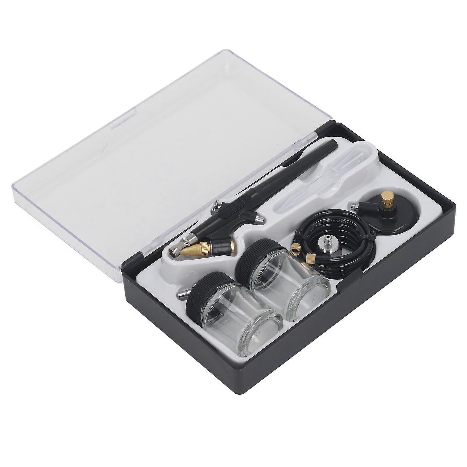 Cordless Airbrush Kit Portable Mini 0.8mm Spray Nozzle for Nails Model Painting Cake Decorating Single Action Lower Pot