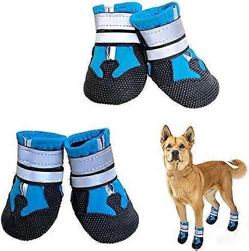 犬用ブーツ、反射ストラップ付き4ピース防水犬用靴、滑り止め足プロテクターシューズS用