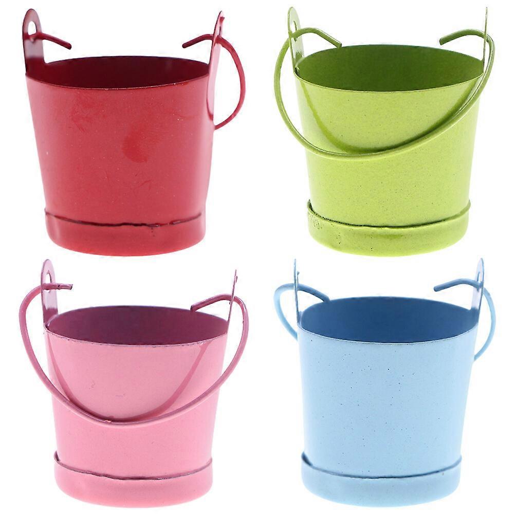4 stücke Mini Metall Eimer Kleine Metall Eimer Weißblech Zinn Eimer Puppe Haus Miniatur Eimer