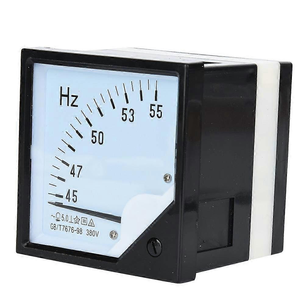 Panel Frequency Meter, Electrical Test Square Voltage Testers, Pointer Type Analog Panel Hertz Meter 45-55Hz AC 380V 1.5