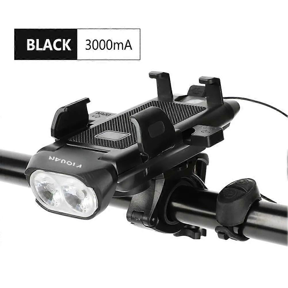 Multi-Function 4 in 1 Bicycle Light Flashlight Bike Horn Alarm Bell Phone Holder Power Bank Bike Accessories Cycling Front Light