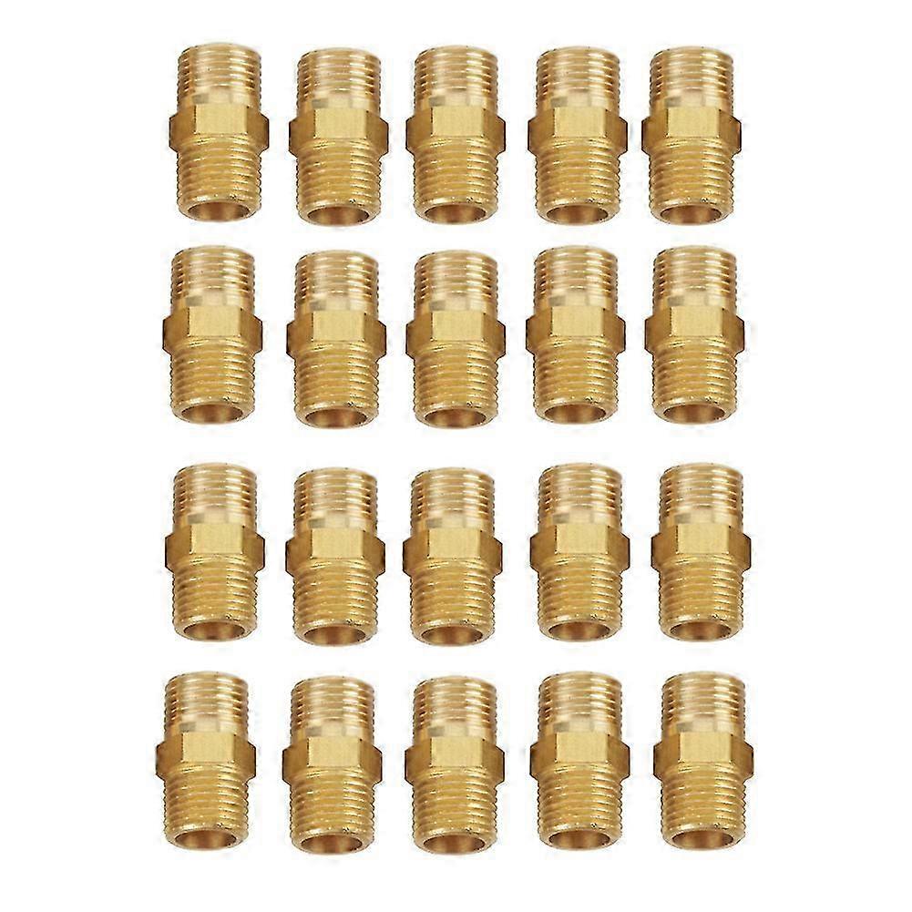 20 Pcs 1/8 BSP to 1/8 BSP External Thread Brass Pipe Hex Nipple Fitting Quick Adapter