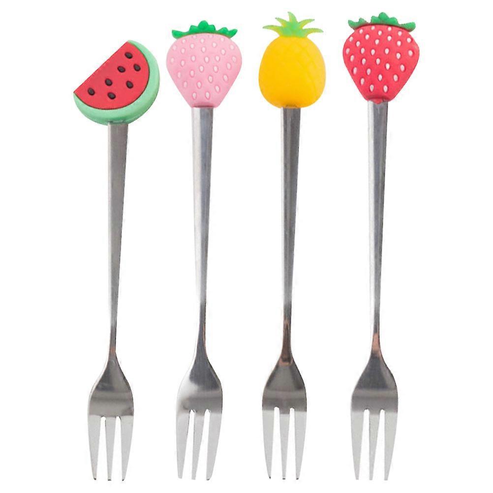 4 Pcs Fruit Cake Salad Fork Three Teeth Forks Fruit Serving Fork Cake Tasting Fork