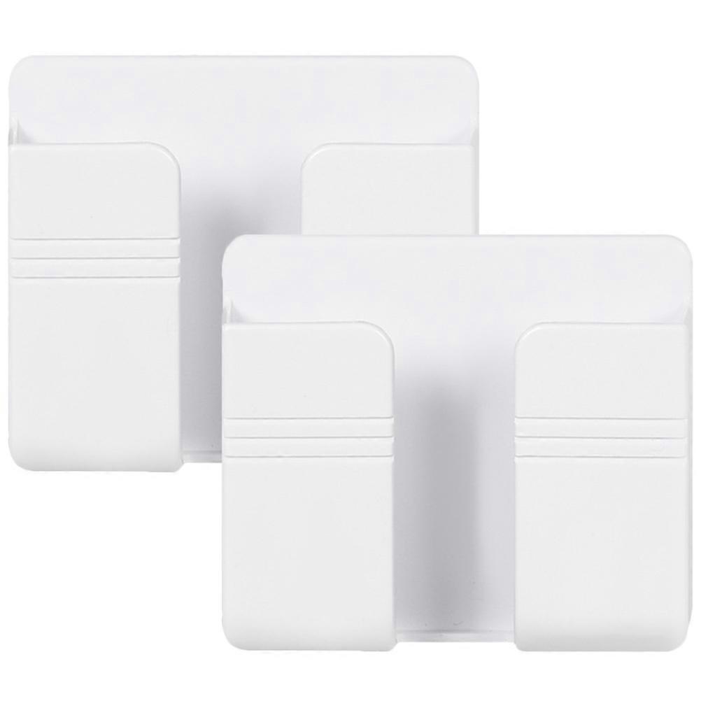 2pcs Universal Remote Control Holder Punch Free Wall Mount Cellphone Organizer