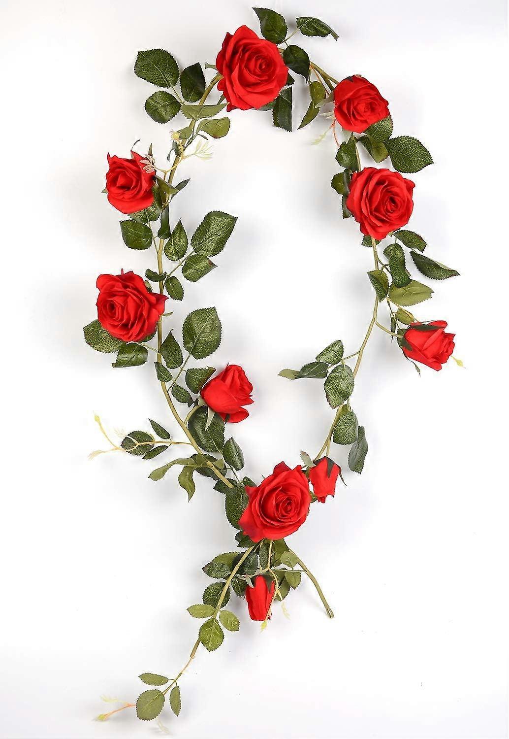 5.9Ft الاصطناعية روز كرمة الحرير زهرة إكليل شنقا فاينز المنزل في الهواء الطلق الزفاف قوس حديقة الجدار DecorPack من 1 (العاج)