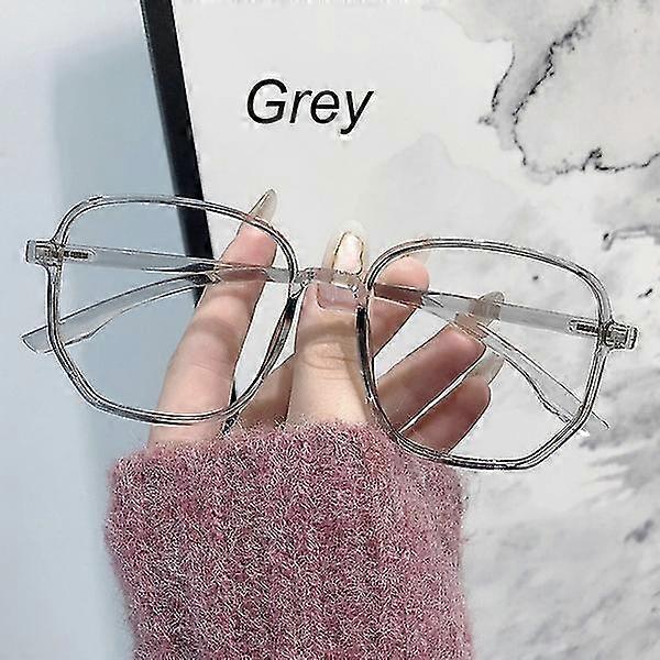 Retro Polygonal Transparent Glasses [gray]
