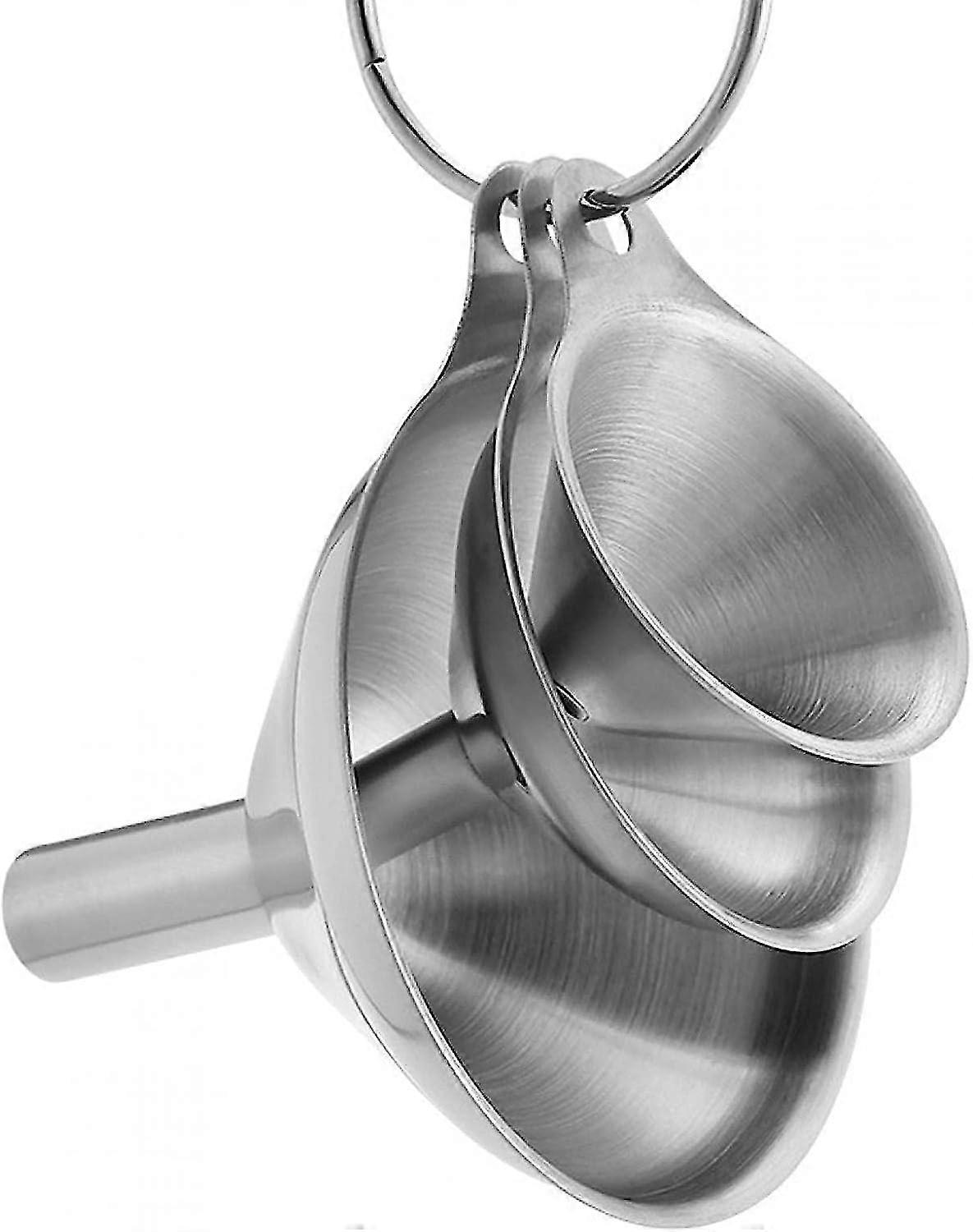 3pcs Stainless Steel Funnel Set, Durable Multi Function Small Metal Kitchen Funnels Or Liquid, Spices, Powder, Lotion, Essentail Oil