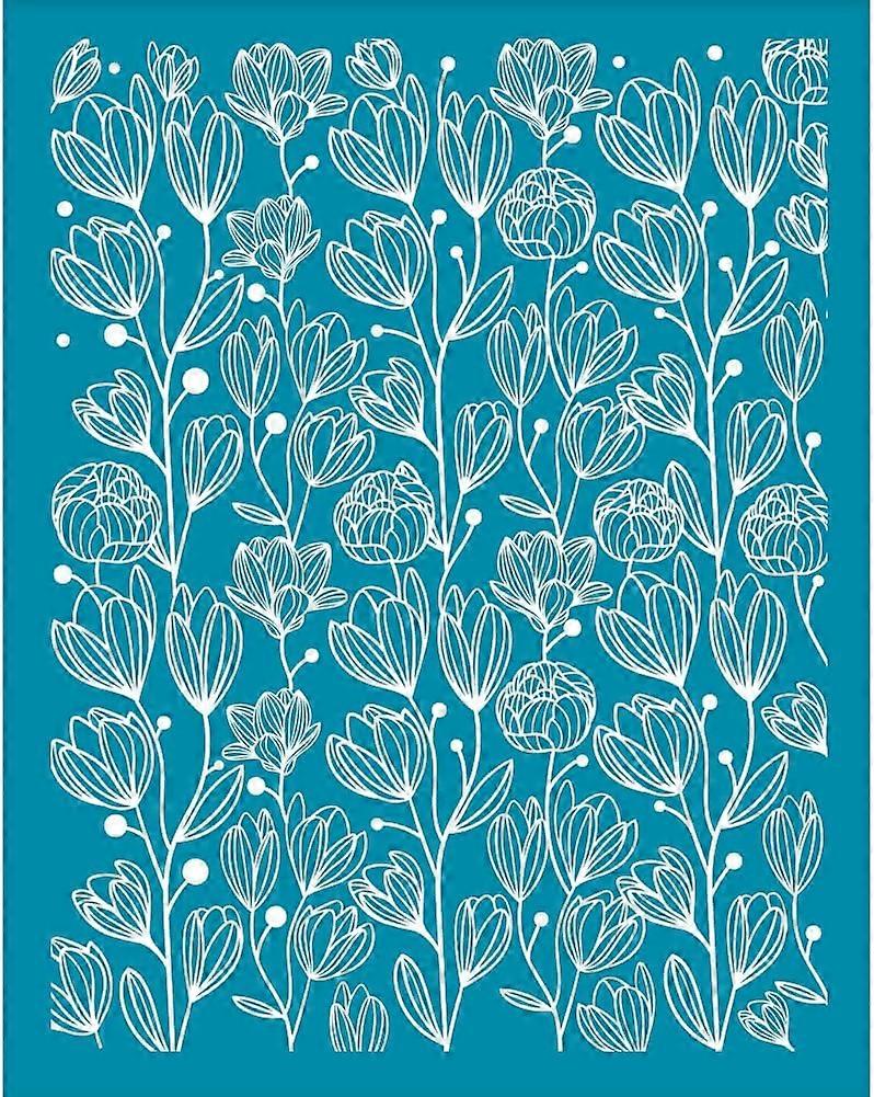 4x5 Inch Clay Stencils Flower Pattern Silk Screen for Polymer Clay Abstract Bud Silk Screen Stencils Mesh Transfer Stencils Plant Theme Mesh Stencil f