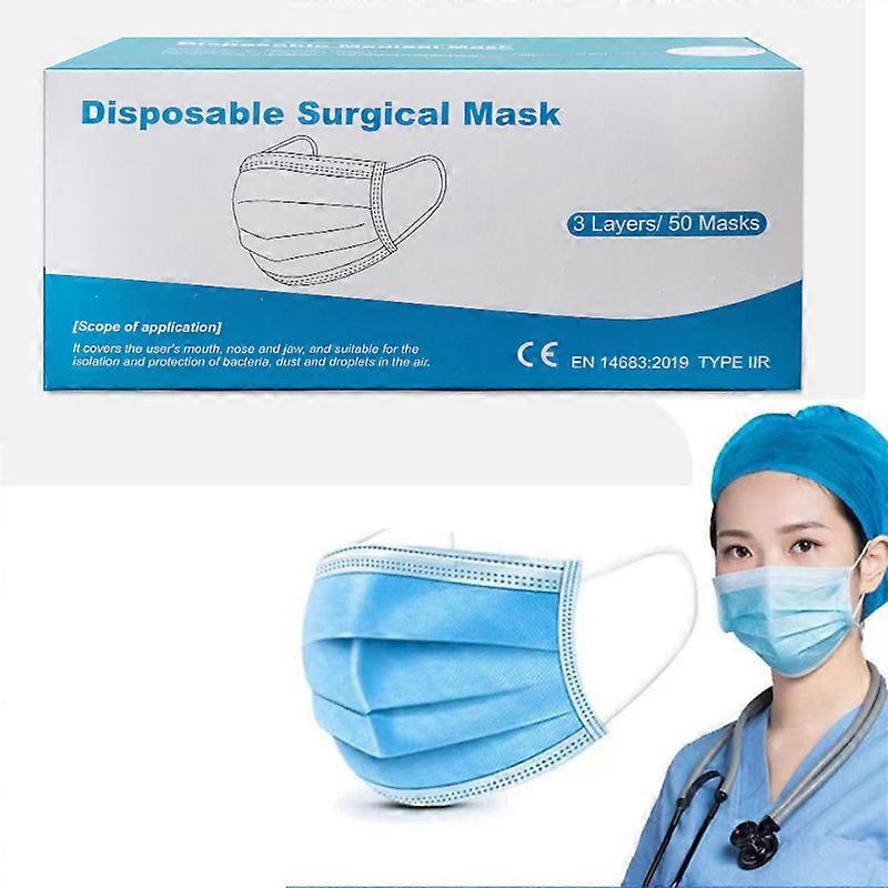 Adult Face Masks 100 Count Disposable Face Shields Non-Surgical 3 Layer Guards Face Mask Protection