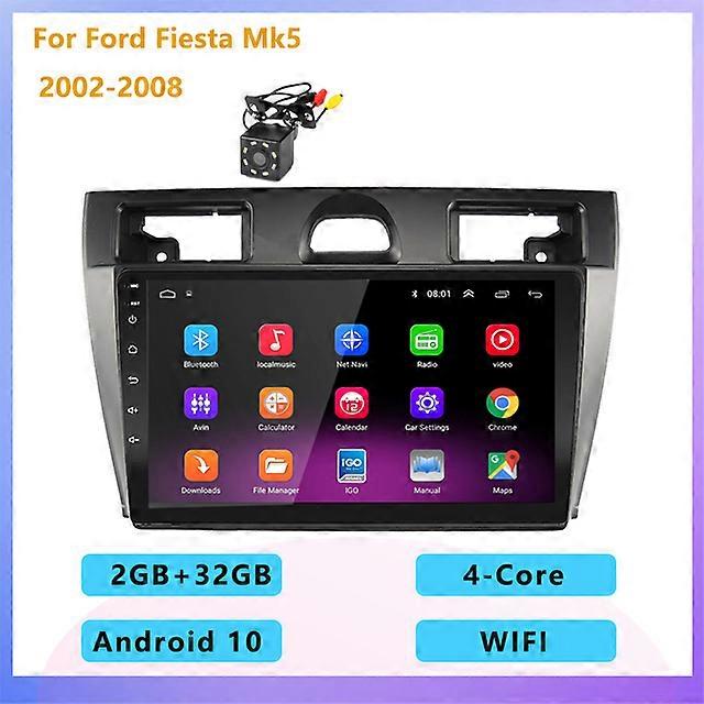 2 din android 10 Car radio Multimedia Player  stereo wireless Carplay Auto GPS navigation  For Ford Fiesta Mk5 2002-2008