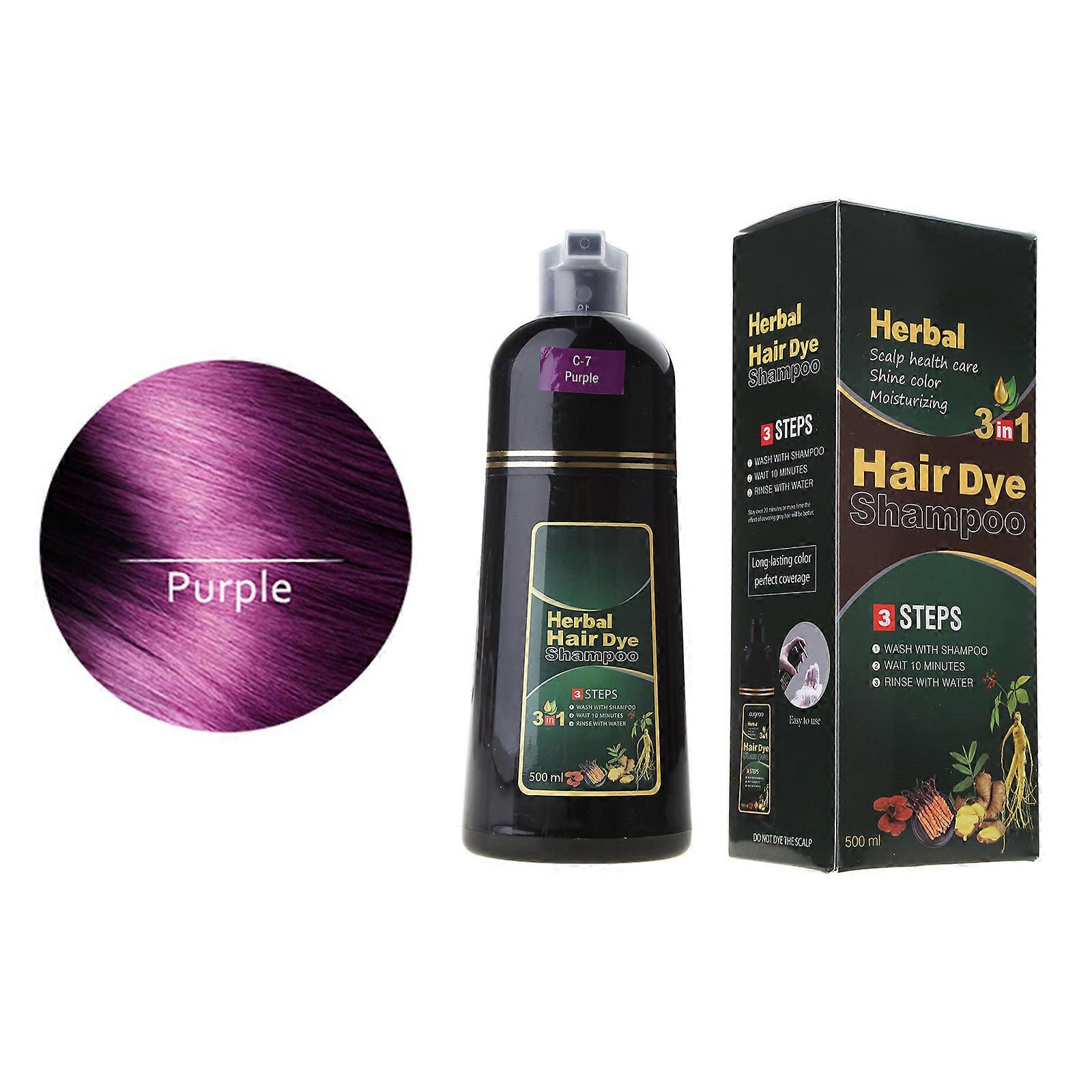 Haarnährende Shampoo-Färbung für weiß-graue Haarabdeckung Einfach zu verwenden 500ml Färben Sie Ihr Haar schwarz zu Hause brillantes Lila