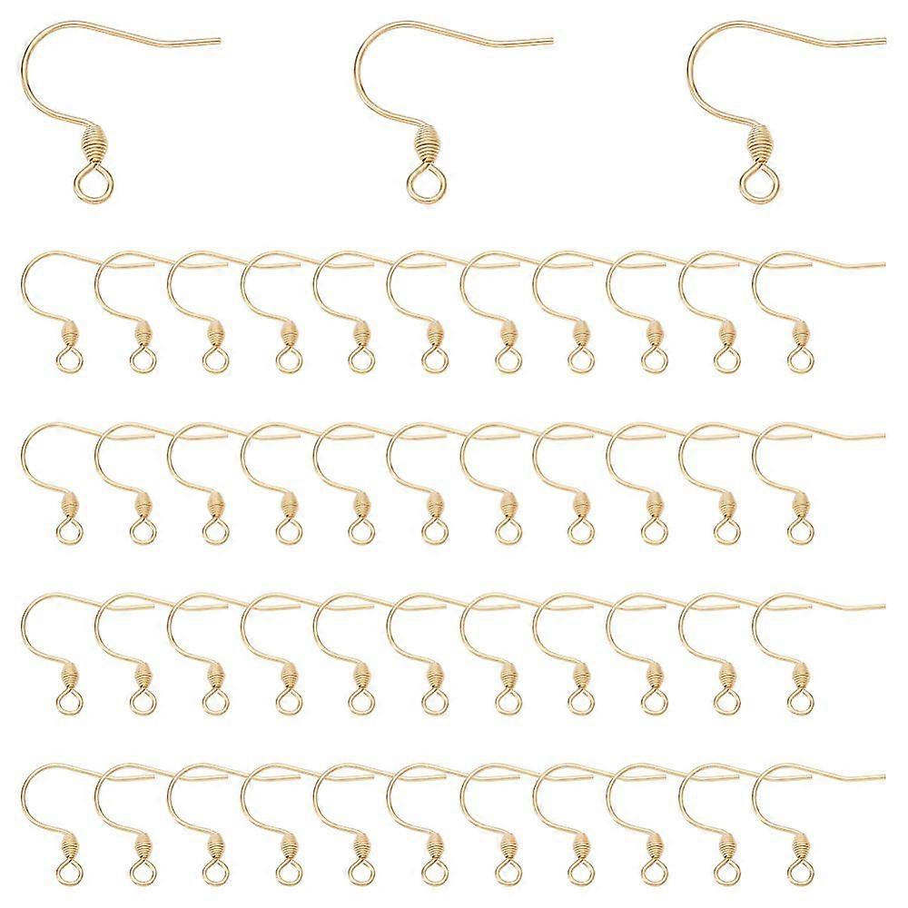100Pcs 304 Stainless Steel Earring Wire French Hooks with Coil Real 18K Gold Plated 17x18x2.4mm Hole: 1.8mm 21 Gauge Pin: 0.7mm