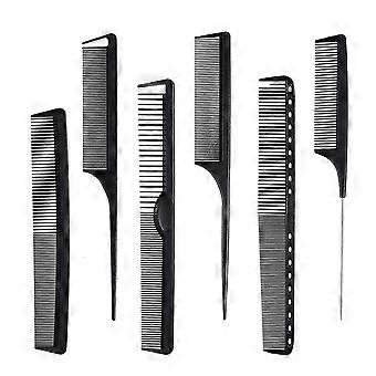 Koolstofvezel haarkammen Set, Algemene Styling Verzorging Kam, Anti Statische Hittebestendige Kapper Kam 6 Pack, Fijne En Brede Tand Haar Barber Kam,