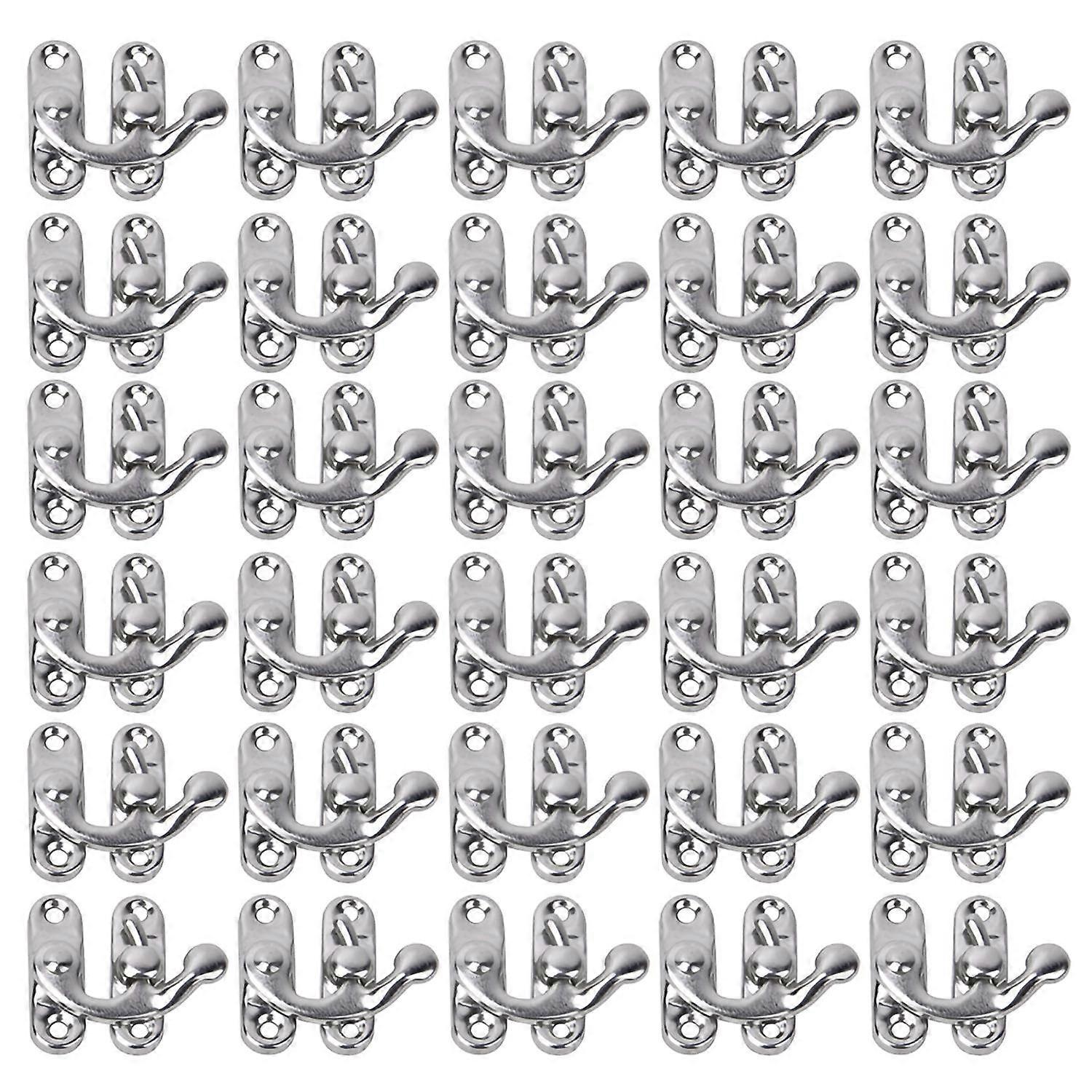 30 Pcs Hasp Hook Retro Style Iron Latch Hook Hasp for Jewelry Gift Boxes 3.2 x 2.8cmSilver Left Latc