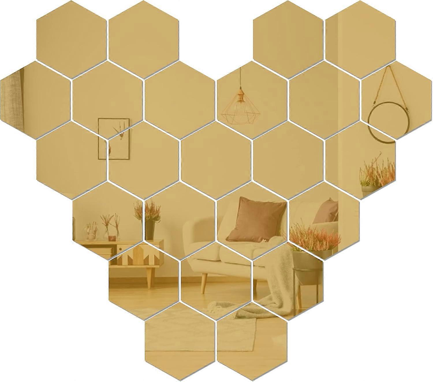 24pcs honeycomb wall stickers-gold medium